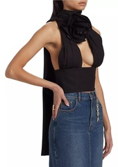 Area Corsage Wool Crop Halter Top