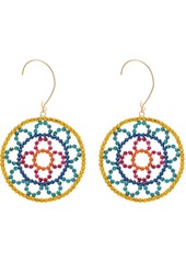 Area crochet-effect gold-tone crystal earrings