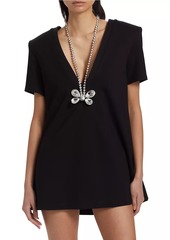 Area Crystal Butterfly V-Neck T-Shirt Minidress