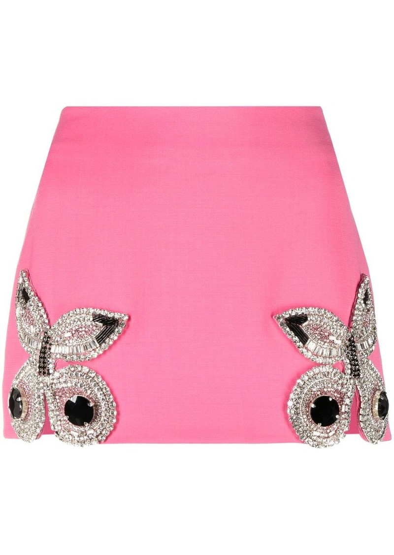 Area crystal-embellished butterfly miniskirt