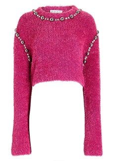 Area Crystal-Embellished Cotton-Blend Sweater