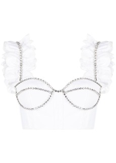Area crystal-embellished cropped top