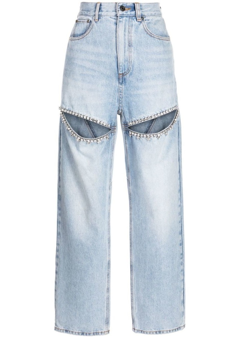 Area crystal-embellished straight-leg jeans