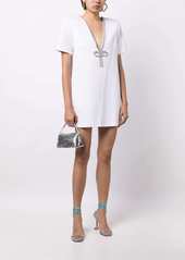 Area crystal-embellished V-neck minidress