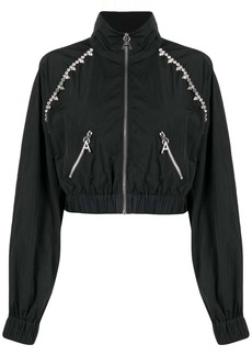 Area crystal-embellished zip-up jacket