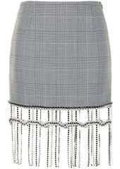 Area crystal-fringed mini skirt