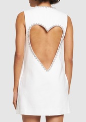 Area Crystal Heart Crepe Mini Dress