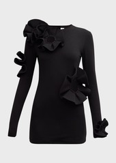 Area Cutout Mini Dress with Ruffle Floral Details