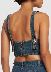 Area Embellished Claw Cup Denim Bustier