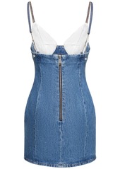 Area Embellished Cotton Denim Mini Dress