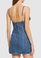 Area Embellished Cotton Denim Mini Dress