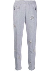 Area embellished cropped track trousers