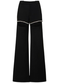 Area Embellished Wool Wide Pants