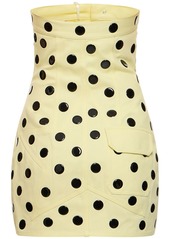 Area Polka Dot Cotton Strapless Mini Dress