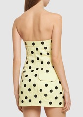 Area Polka Dot Cotton Strapless Mini Dress