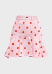 Area Polka-Dot Ruffle Mini Skirt