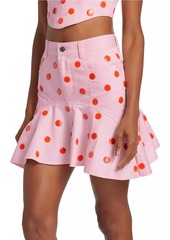 Area Polka Dot Ruffle Miniskirt