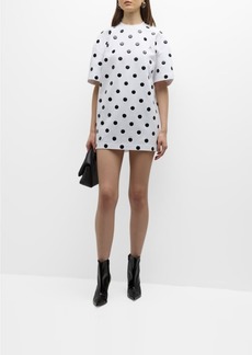 Area Polka-Dot Short-Sleeve Mini T-Shirt Dress