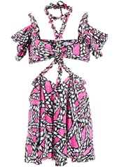 Area rope-print cut-out minidress