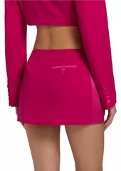 Area Rosette Wool Slit Miniskirt