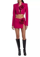 Area Rosette Wool Slit Miniskirt