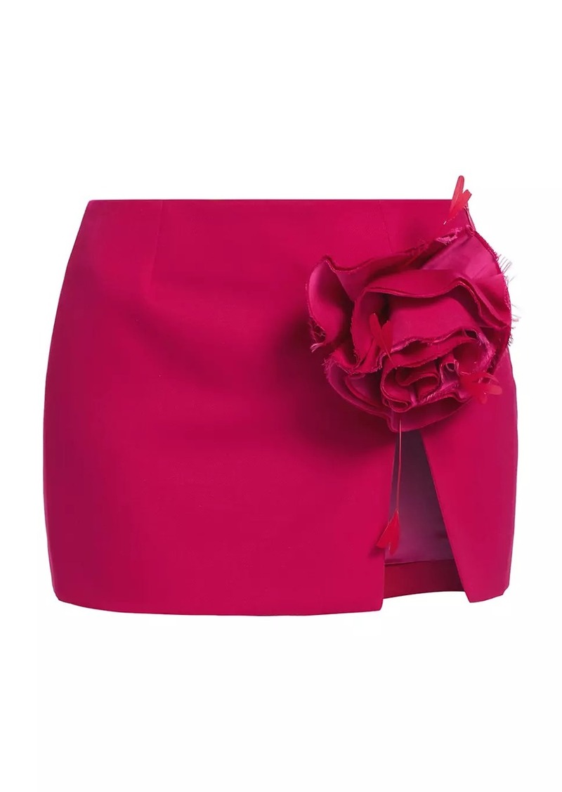 Area Rosette Wool Slit Miniskirt