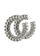 Area stacked crystal-embellished hoop earrings