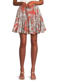 Area Tropical Print Pleated Skirt