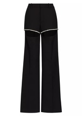 Area Wide-Leg Crystal Cut-Out Trousers