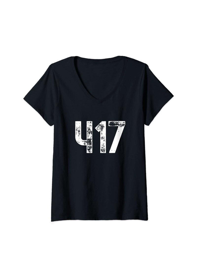 Womens 417 Area Code Springfield MO Mobile Telephone Area Code 417 V-Neck T-Shirt