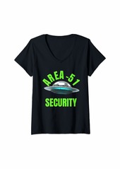 Womens Area 51 Security shirt- Fun novelty area 51 Fun run security V-Neck T-Shirt