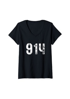 Womens Area Code 914 for Westchester County New York NY 914 V-Neck T-Shirt