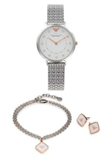 Armani 3-Piece Stainless Steel 32MM Watch, Bracelet & Earring Gift Set