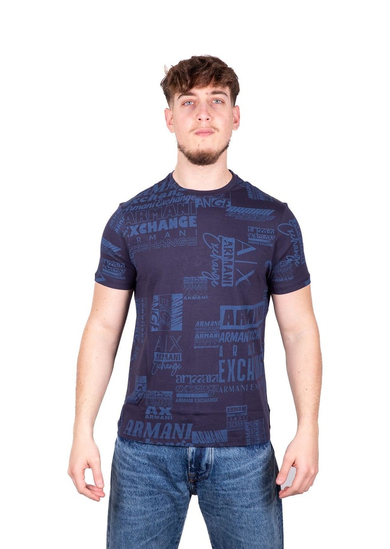 A | X ARMANI EXCHANGE Men's Regular Fit Cotton All Over Logo Printed Tee