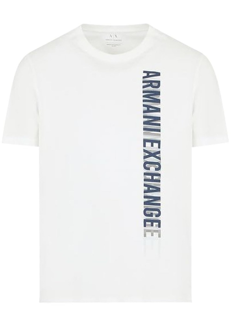 A | X ARMANI EXCHANGE Men's Regular Fit Cotton Side Logo Print Tee Off White