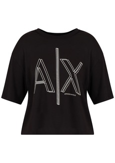 A | X ARMANI EXCHANGE Women's AX Outline Logo Print Cropped T-Shirt
