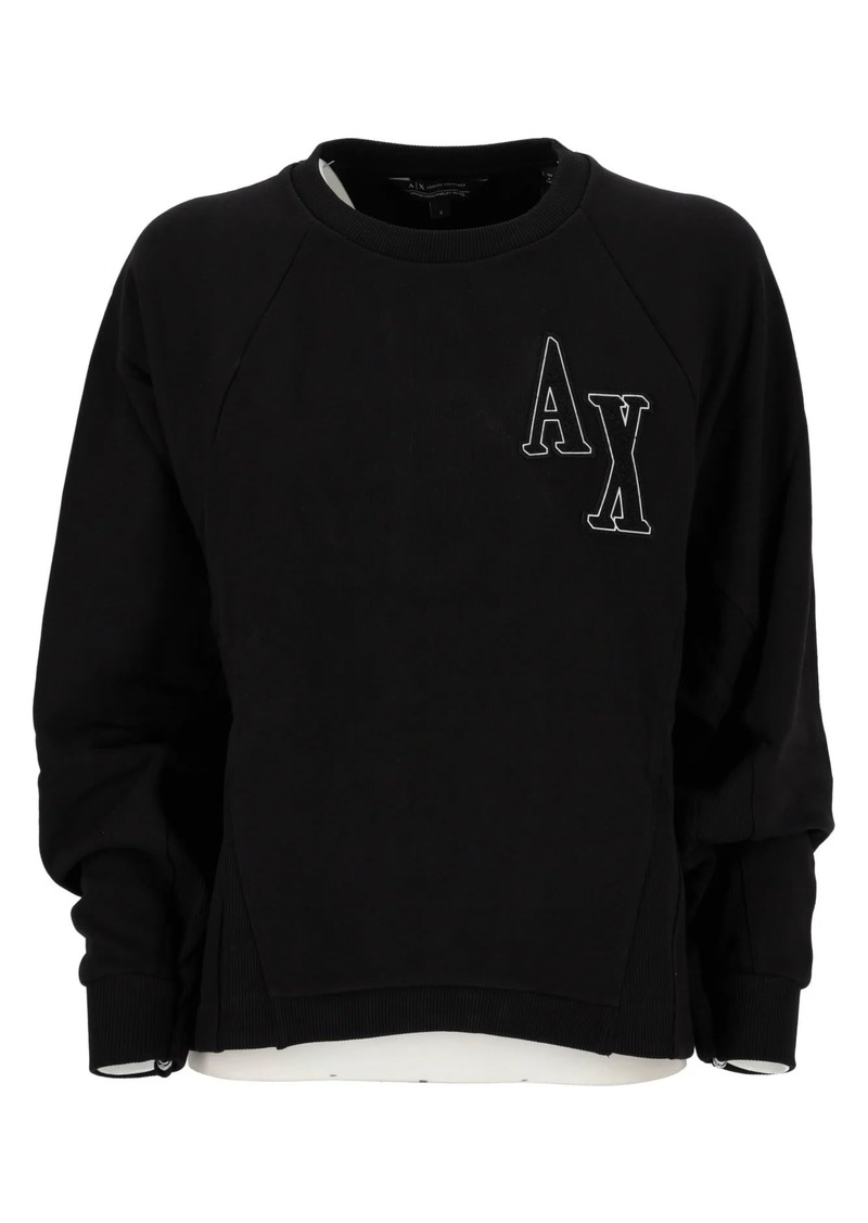 A | X ARMANI EXCHANGE Women's Collegiate Capsule Patch Letter Logo Pullover Sweatshirt  S