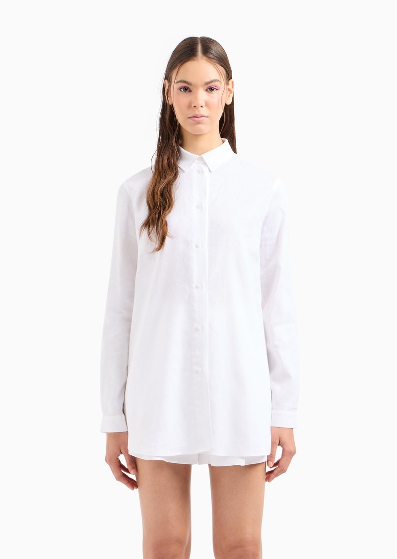 A | X ARMANI EXCHANGE Women's Long Sleeve Cotton Poplin Shirt