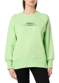 A | X ARMANI EXCHANGE Women's Metallic Logo Terry Crewneck Pullover Sweatshirt