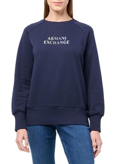 A | X ARMANI EXCHANGE Women's Metallic Logo Terry Crewneck Pullover Sweatshirt