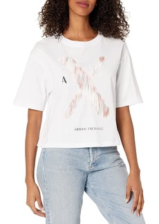 A | X ARMANI EXCHANGE Women's Secret Garden Print Cropped T-Shirt  Extra Large