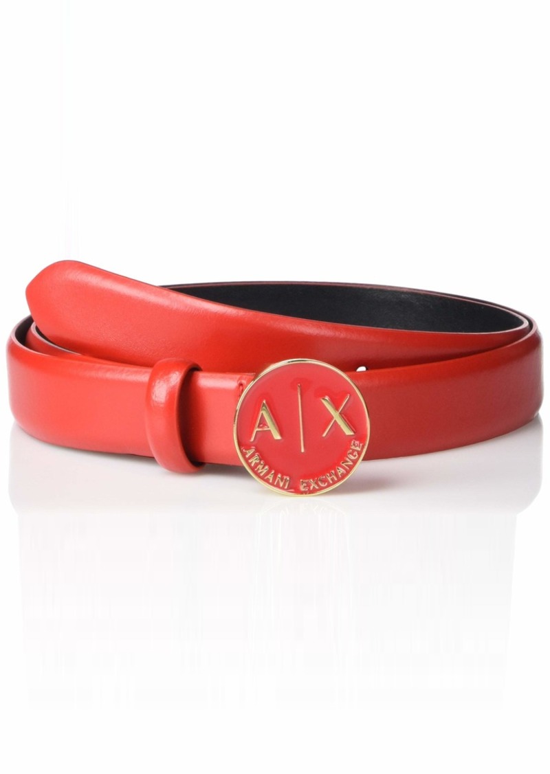 A | X ARMANI EXCHANGE Women's Skinny Belt with Circle Buckle and AX Logo