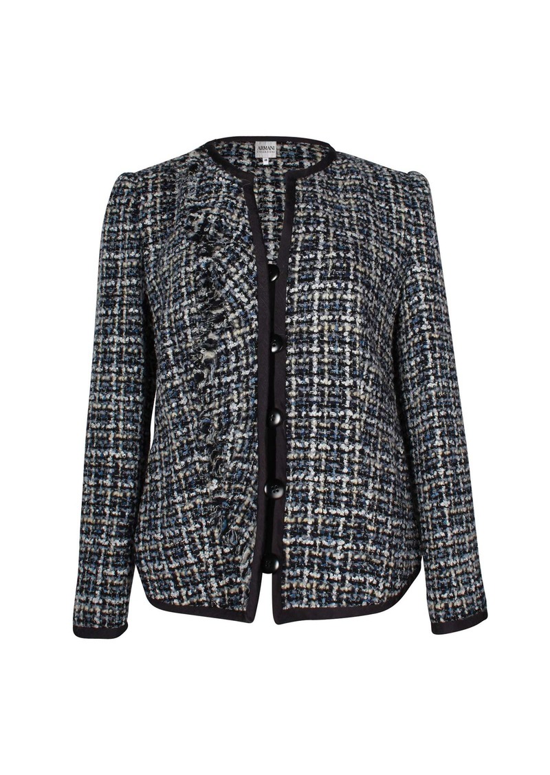 Armani Collezioni Tweed Jacket in Blue Wool