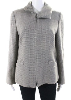 Armani Collezioni Womens Gray Textured Cowl Neck Long Sleeve Jacket