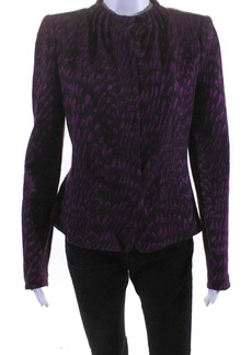 Armani Collezioni Womens Purple Printed Crew Neck Long Sleeve Jacket