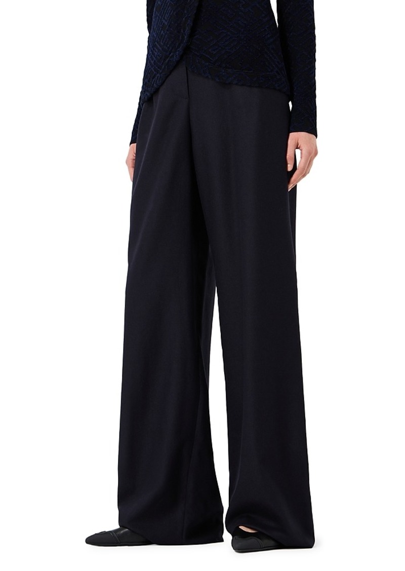 Emporio Armani Melange Flannel Wool Wide Leg Pants