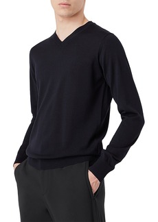 Armani Wool Solid Slim Fit V Neck Sweater