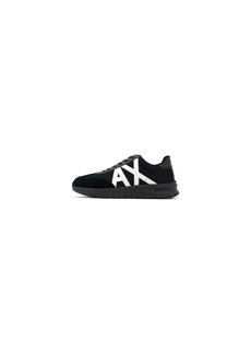A|X Armani Exchange Men's Suede Toe Logo Sneaker Black+Black+Off Whit
