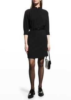 Armani Belted Button-Down Cady Dress
