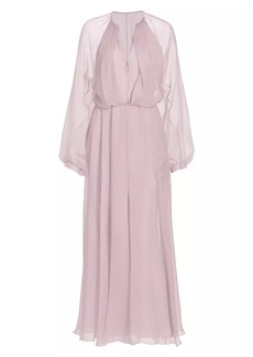 Armani Blouson Zip-Front Silk Gown